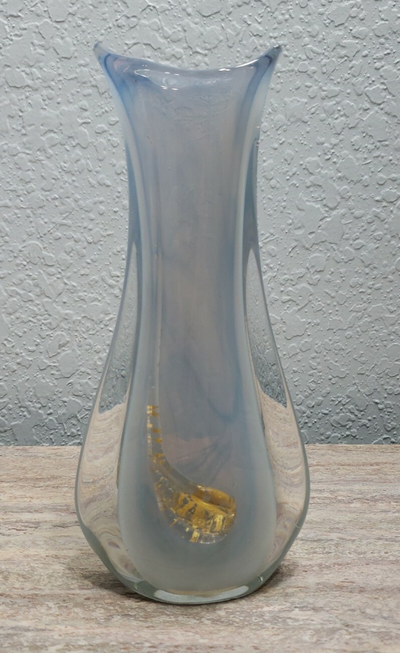 Mid Century Murano Barovier Toso Opalescent Vase Gold Aventurine Flecks NICE