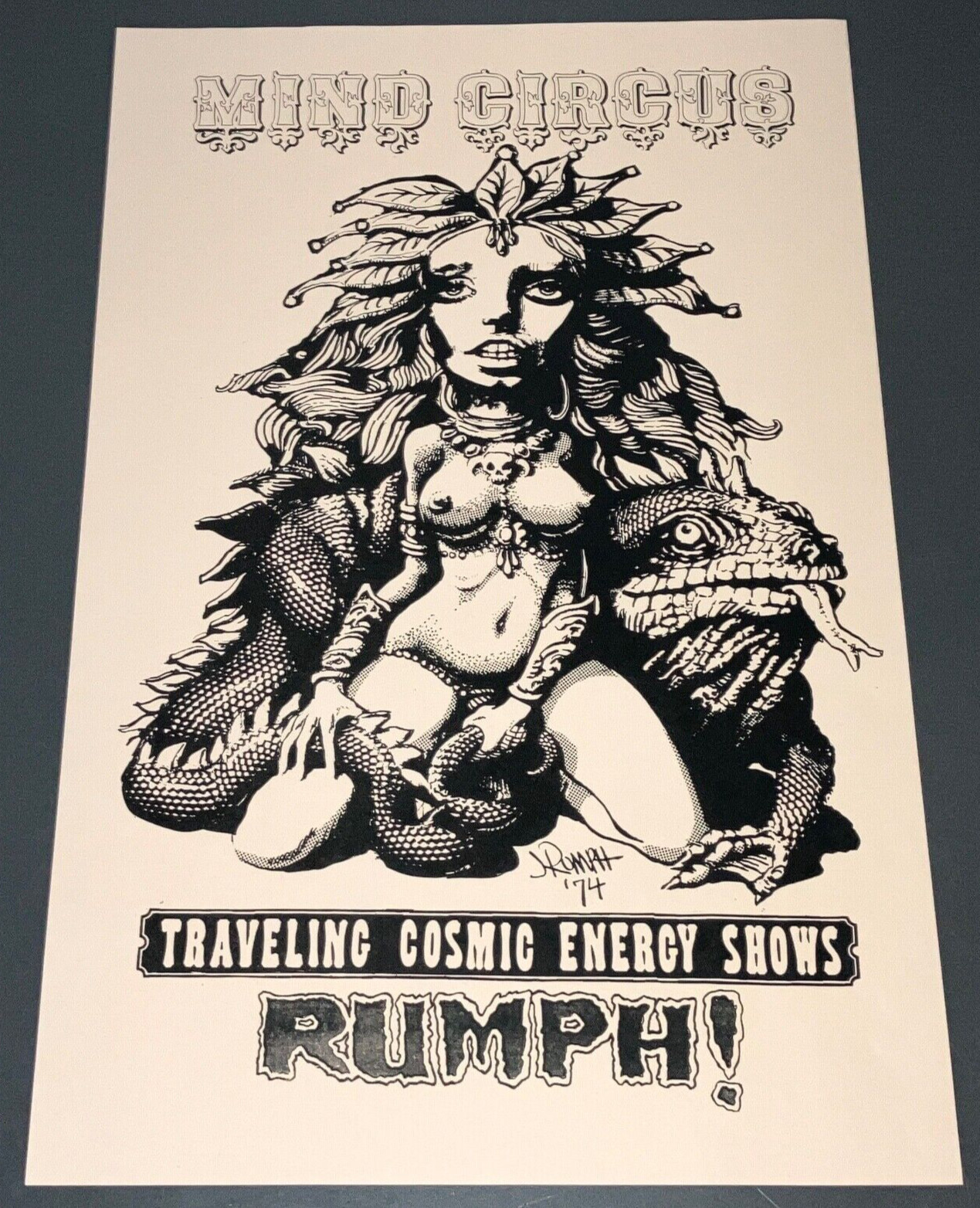 RARE 1974 JIM RUMPH “MIND CIRCUS” COSMIC ENERGY SHOWS PSYCHEDELIC CULT POSTER #1