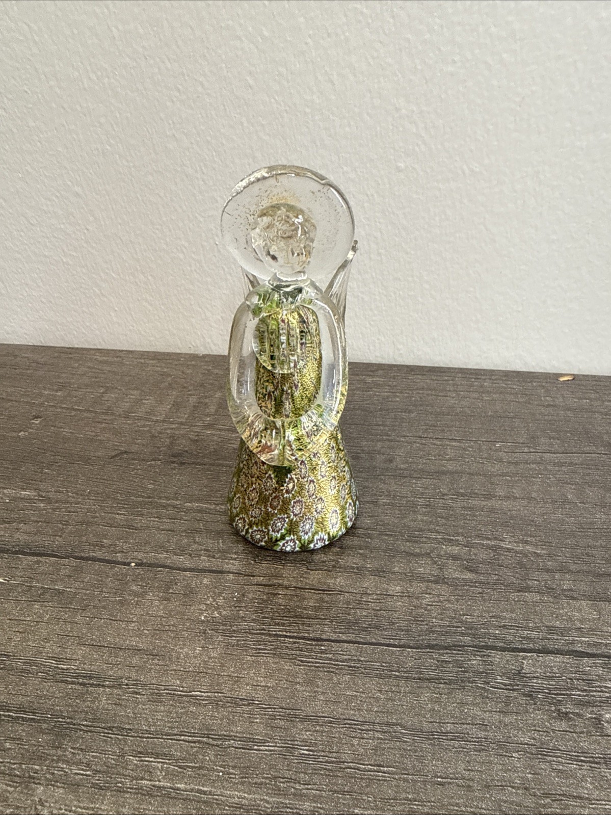 Murano Style Art Glass Angel Figurine w/ Live Cactus Terrarium Succulent Gift