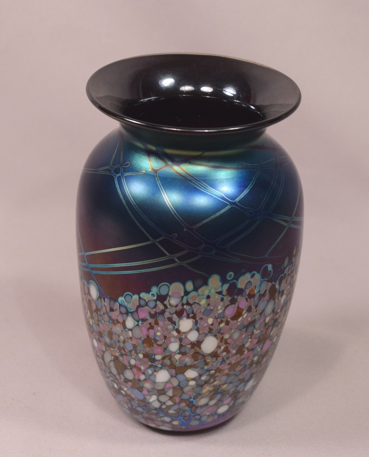 Hand Blown Unique Signed Hyde 91 Art Glass Vase 6-1/8 Inches