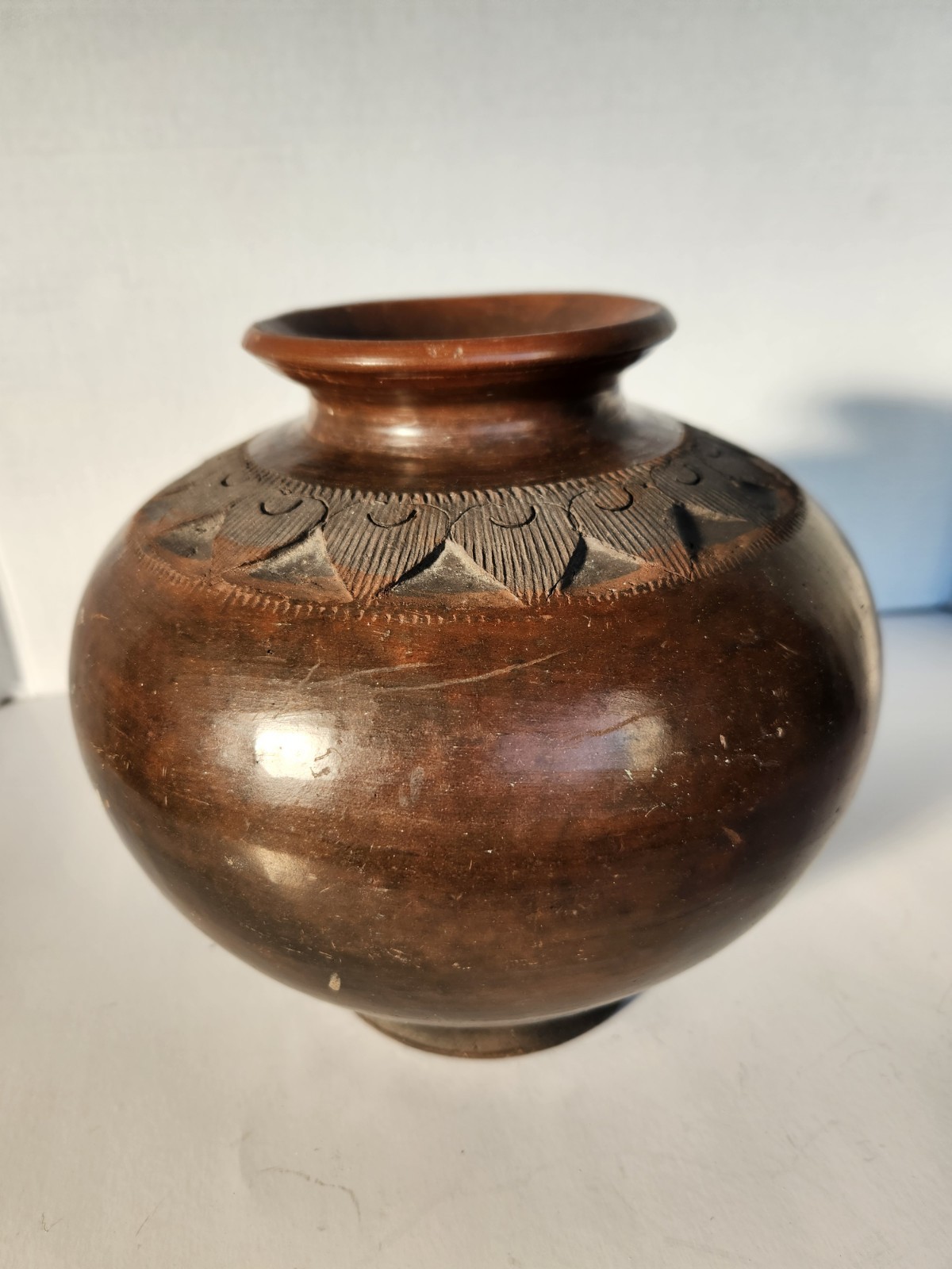 Vtg Ukhamba Burnished & Coiled Clay Zulu Beer Pot South African Vessel