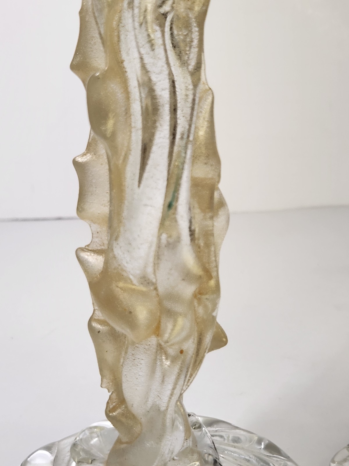 Pair Of Candlestick Holders Gold Filigree Thorns Avventurina Brutalist Murano