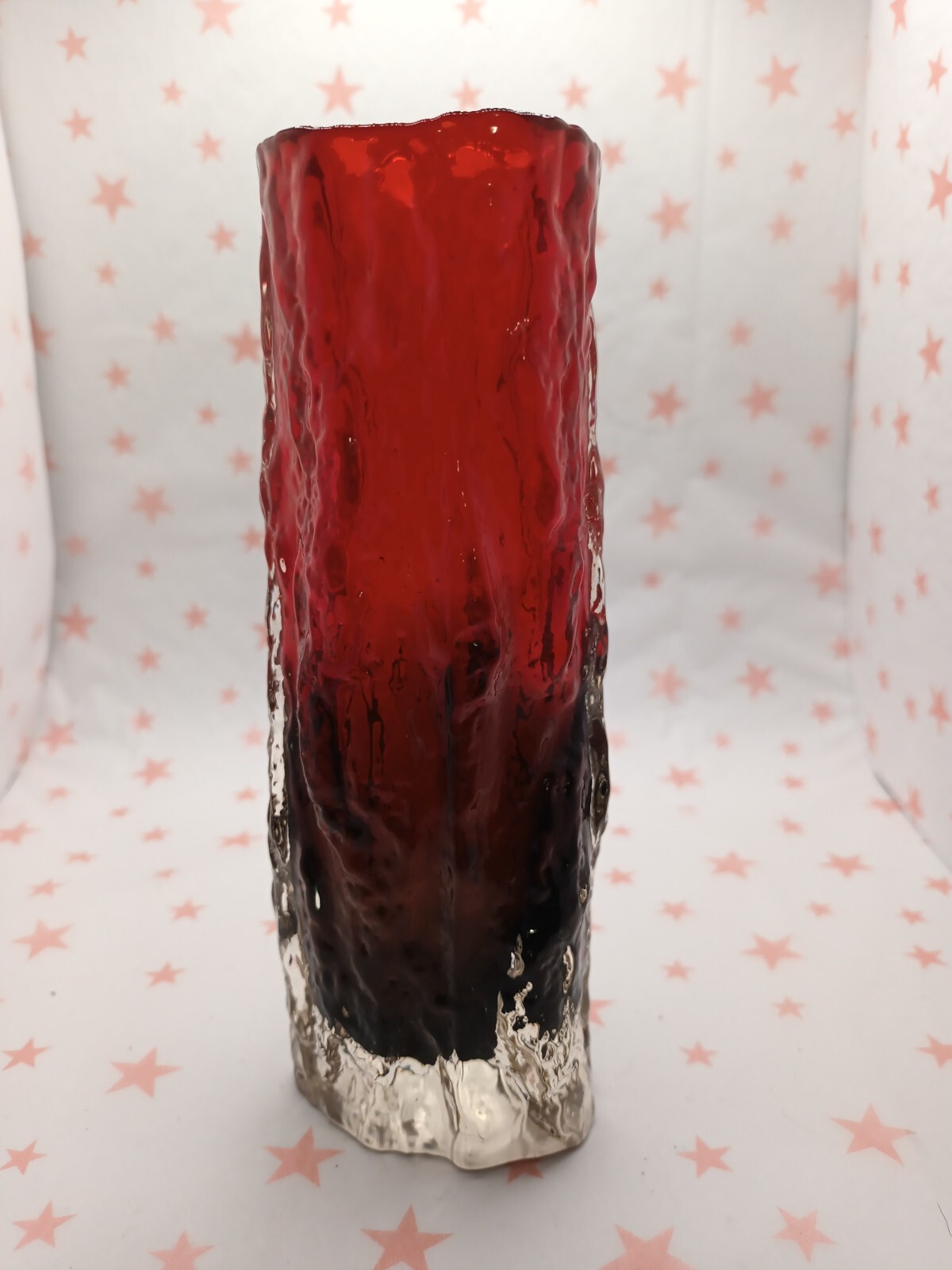Vintage Ruby Red Bark Vase