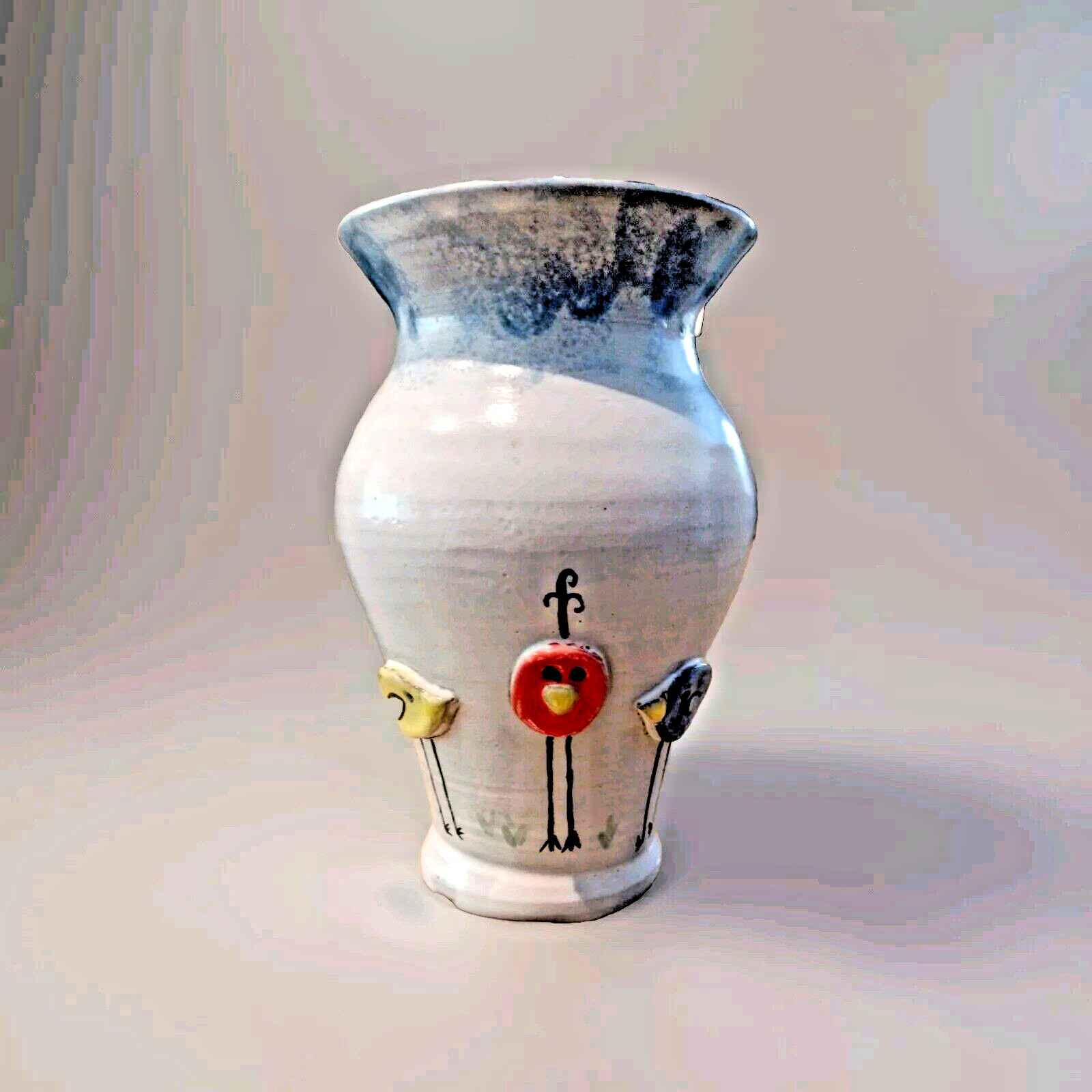 Mudworks Pottery Handthrown Bird Vase Made In USA Rustic Artisan Farmhouse
