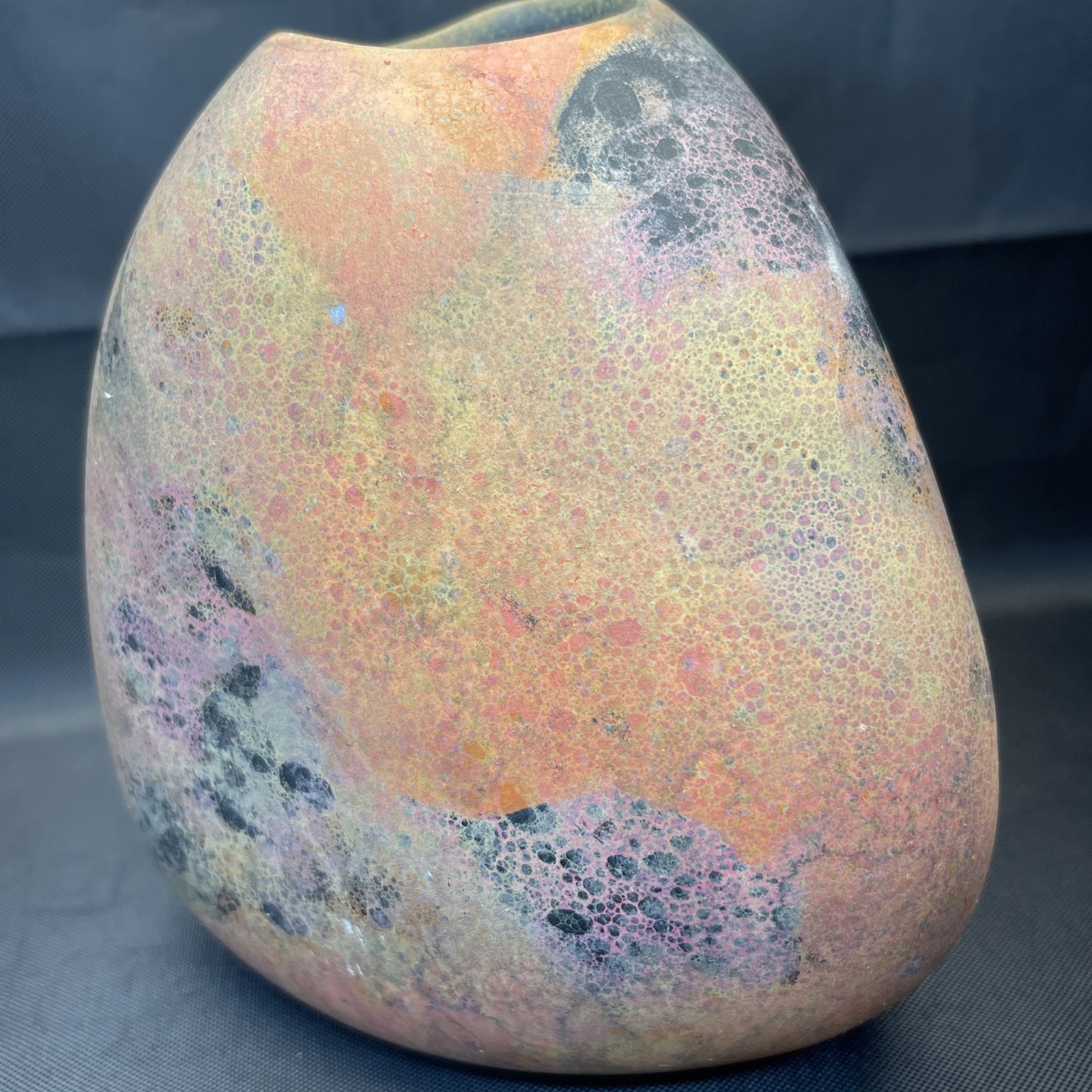 Standing Stones vase Nicholas Bernard Pottery In Orange Pink Black Design 1993