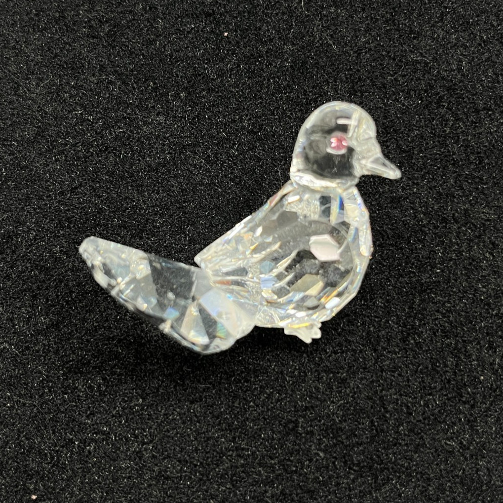 Swarovski Crystal Turtle Dove Bird Figurine Pink Eyes & Fan Tail 191696 EUC 7605