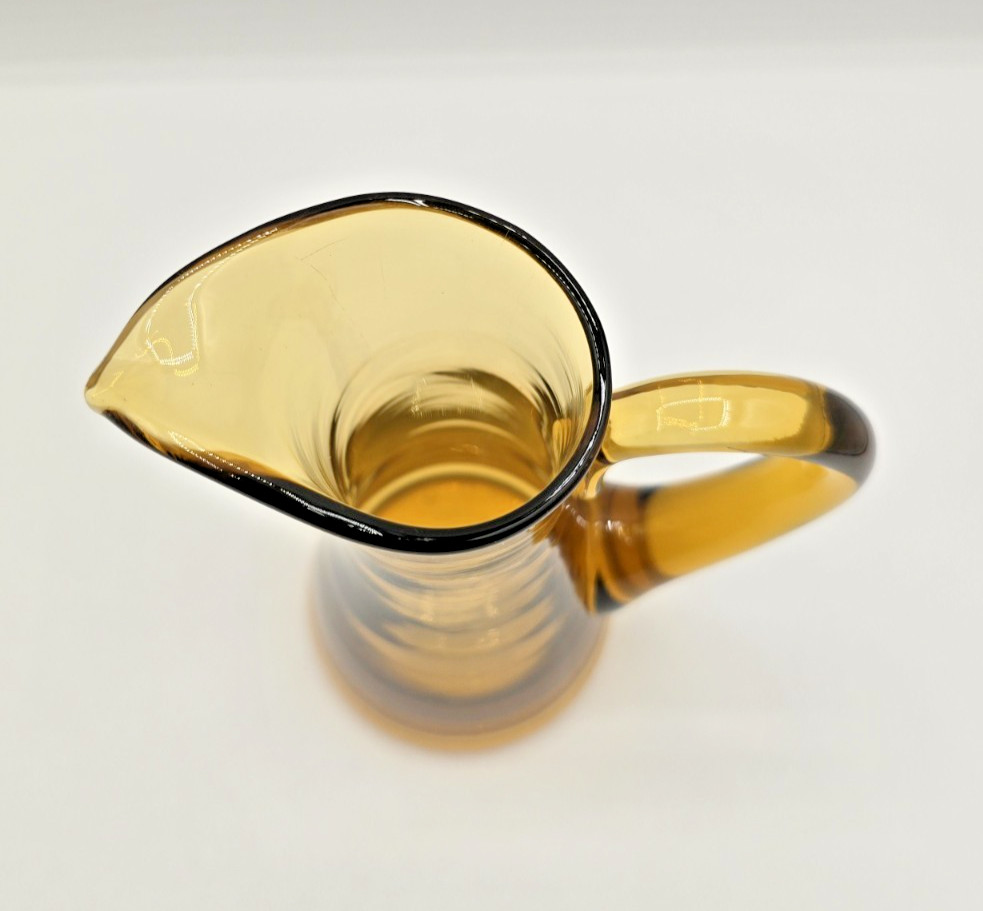 Blenko Amber Small Glass Pitcher Mid-Century Modern 8″