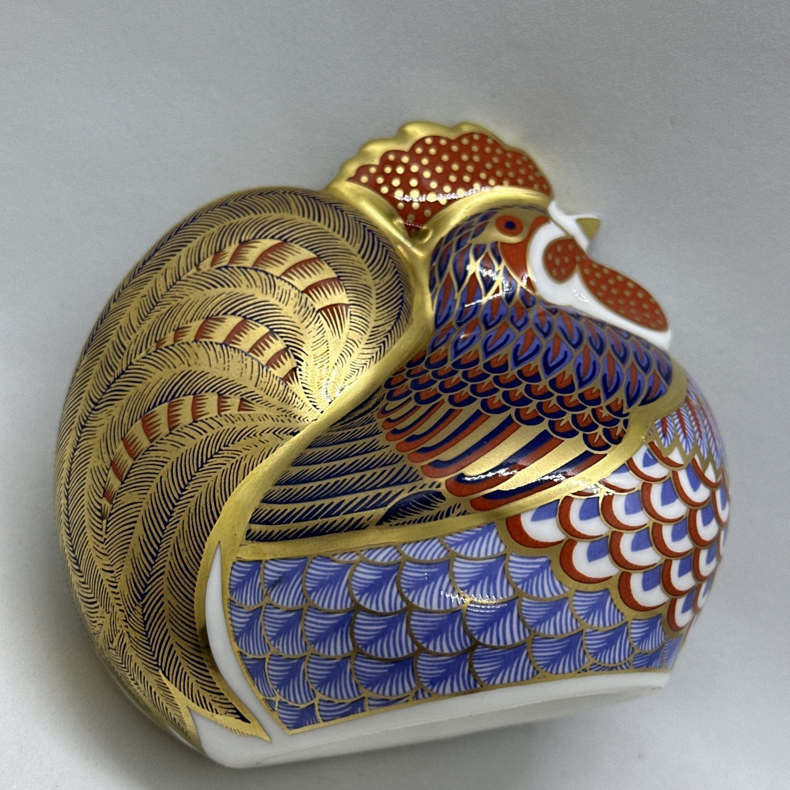 VTG Royal Crown Derby Rooster Paperweight Fine English Bone China Figurine