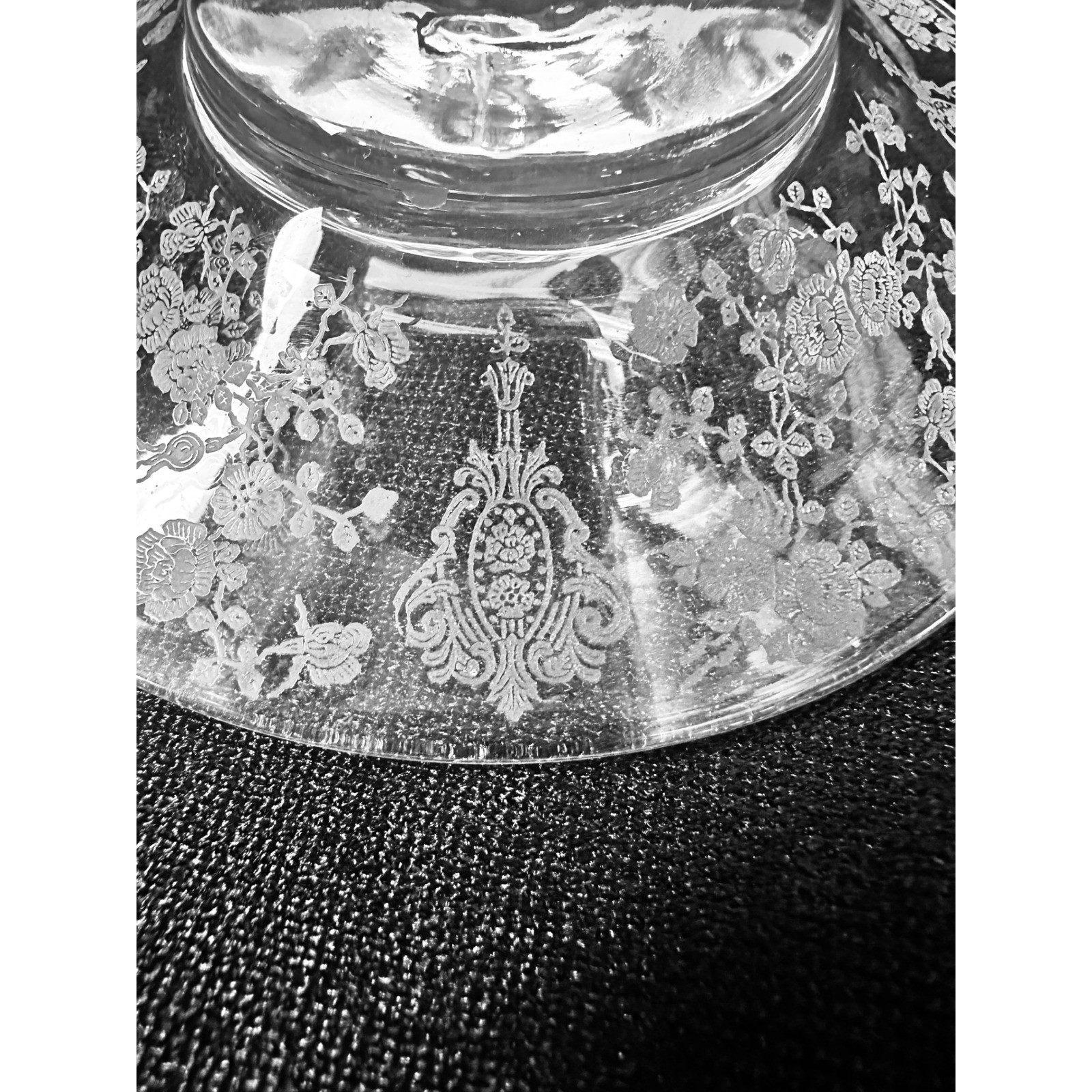 2 Cambridge Rose Point 2 Lite Candle Holder Keyhole Etched Glass Pair Candelabra