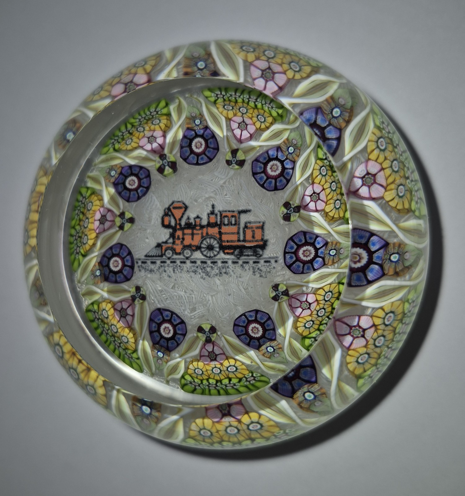 Perthshire PP56 Locomotive/Train Millefiori Art Glass Paperweight 1651