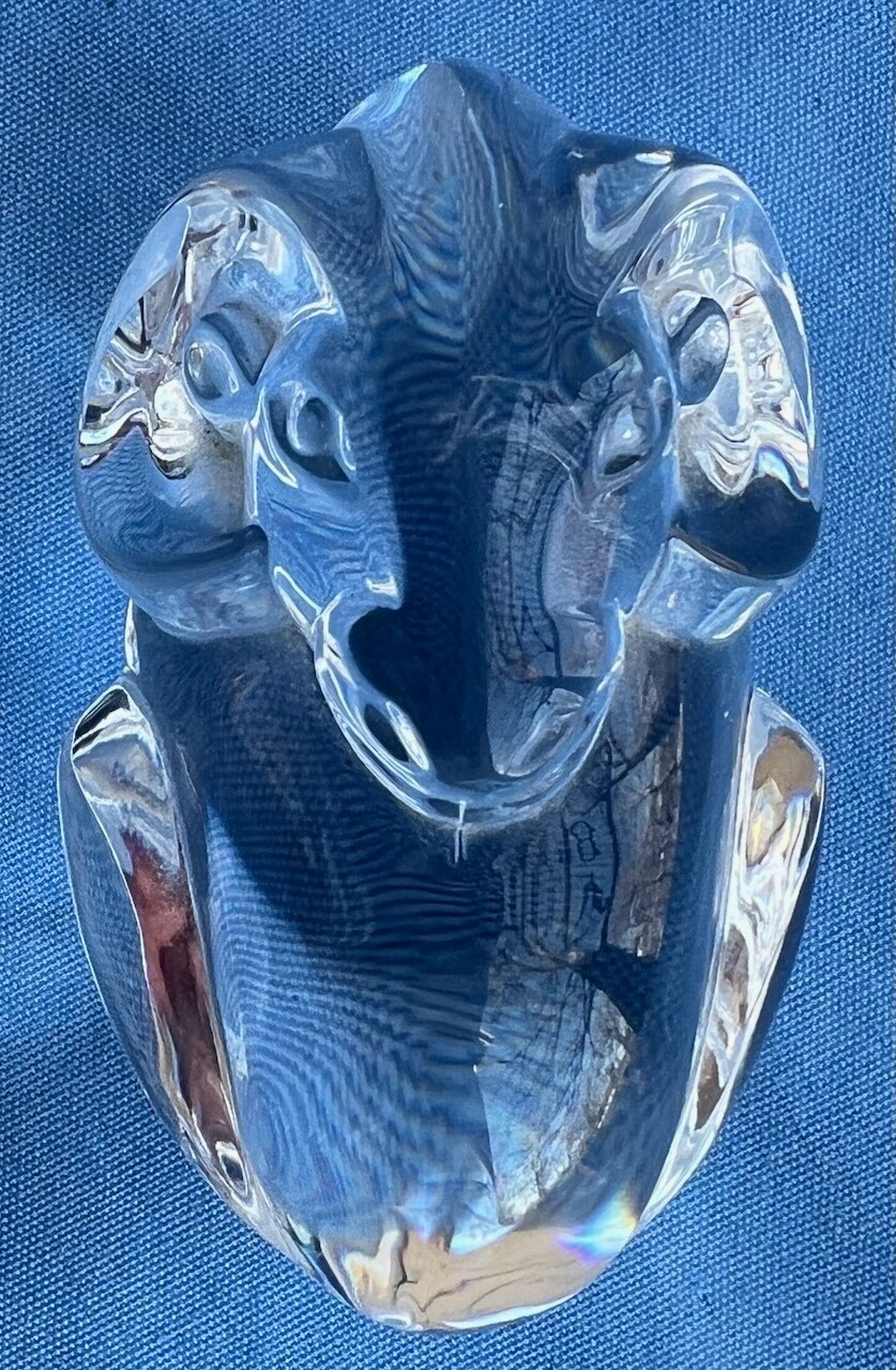 Steuben Crystal Ram Hand Cooler Figurine (#5575)