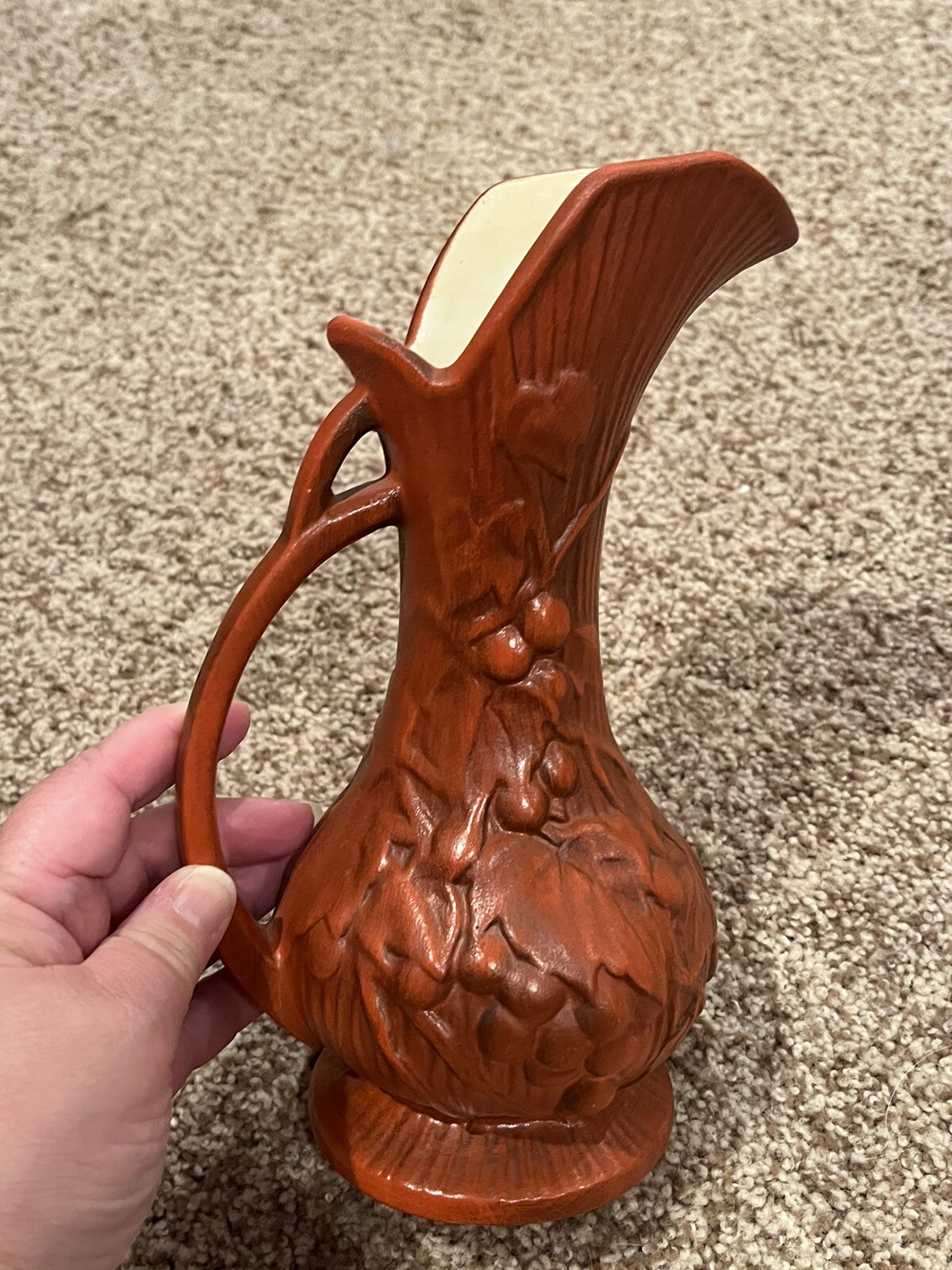 Ceramic/pottery Red Vase. 9.5 Inches Tall