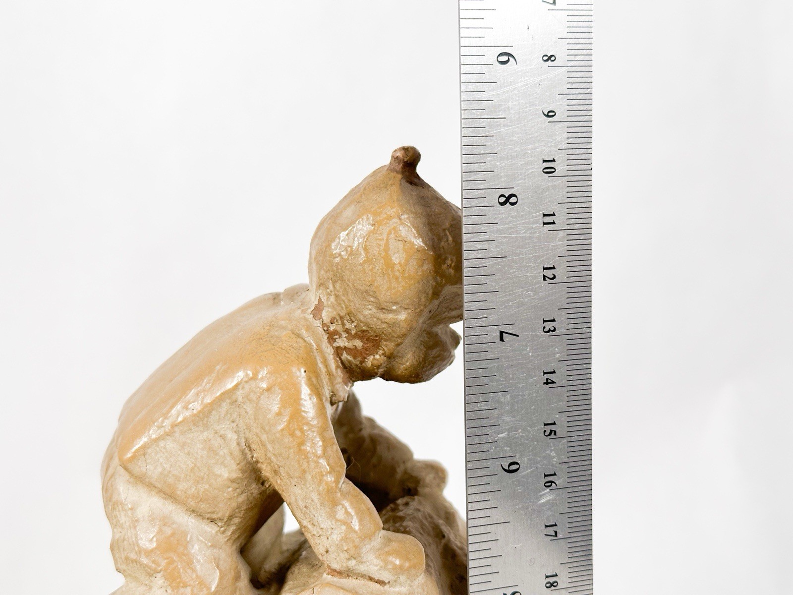 Vintage Inuit Boys Playing Sculpture M Strubel Boys Climbing Rock Alaskan Native