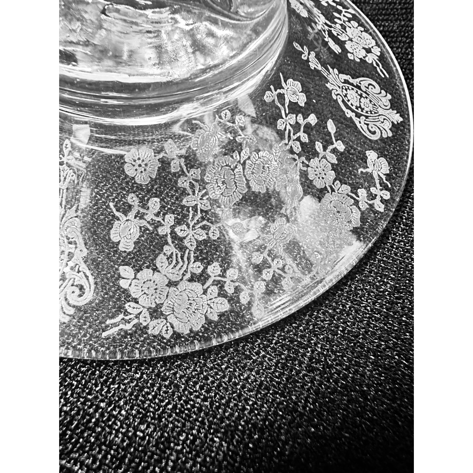 2 Cambridge Rose Point 2 Lite Candle Holder Keyhole Etched Glass Pair Candelabra