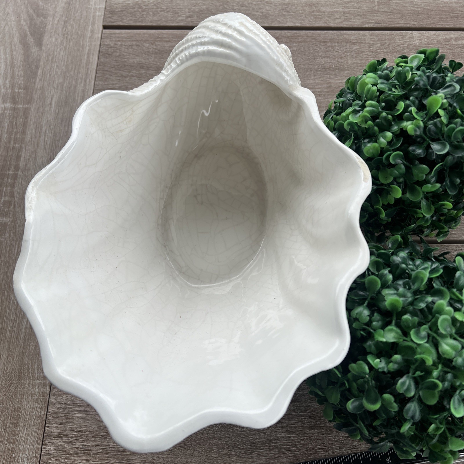 Vintage large SEAShell Nautilus ceramic Vase or Planter Made in Italy 5.5×11”