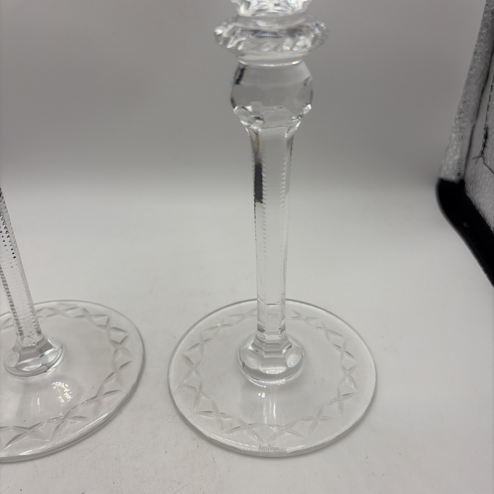 2 Rogaska GALLIA 8 inch Crystal Candle Stick Holders Clear Glass Elegance Vtg