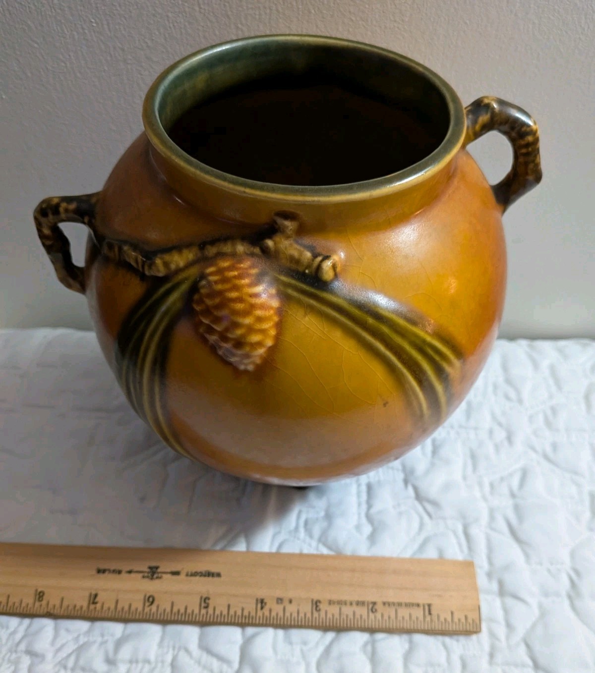 RARE “EARLY” ROSEVILLE PINECONE POTTERY FLOWER PLANT BOWL VASE