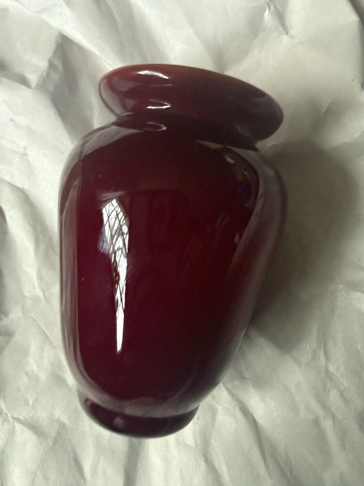 Donald Carlson Art Glass Vase 4-1/4” Tall Ruby Red /Cherry Signed