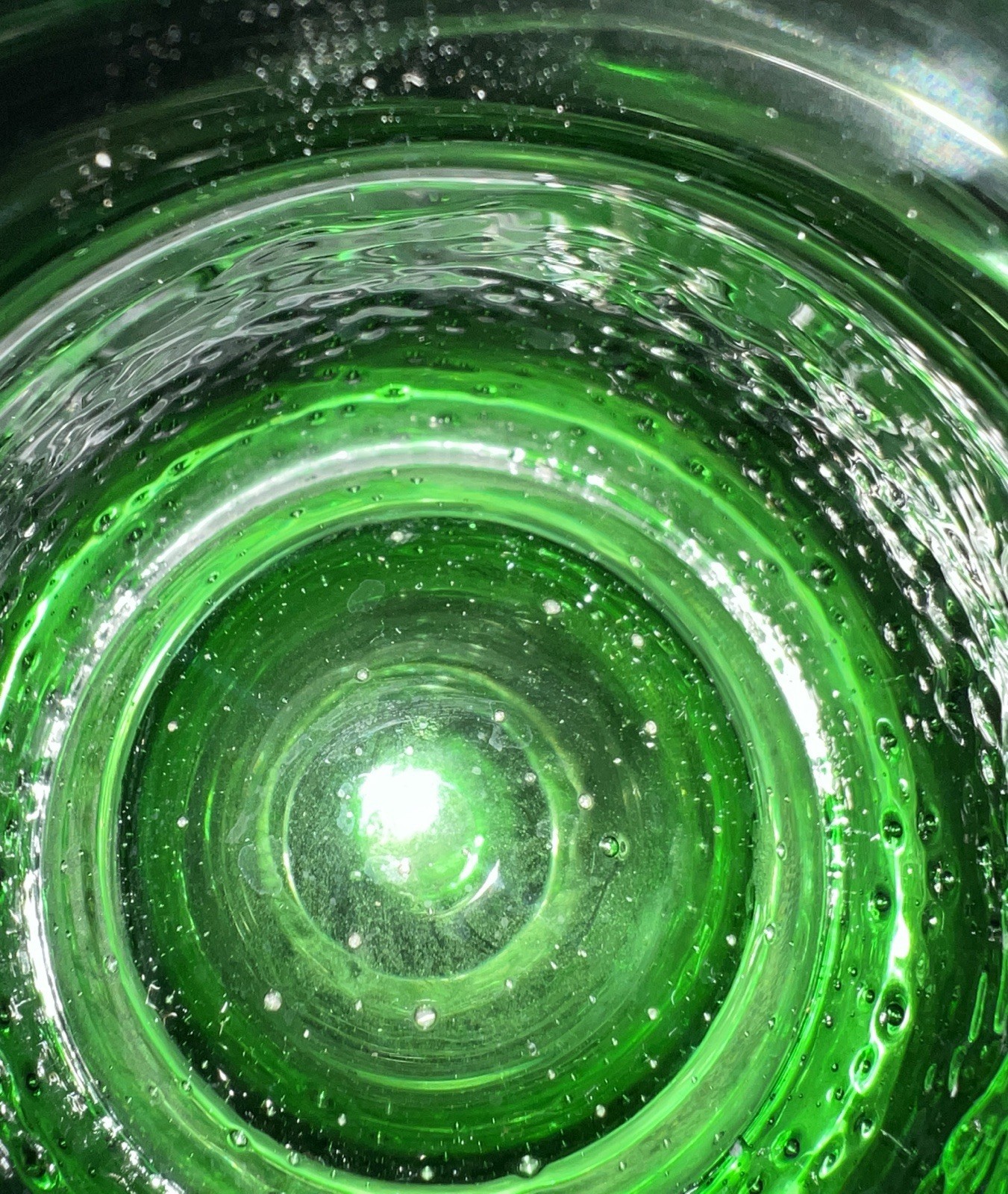 Royal Limited Crystal Vase Made in Poland Bubble Inside 6 Inches Green & Clear