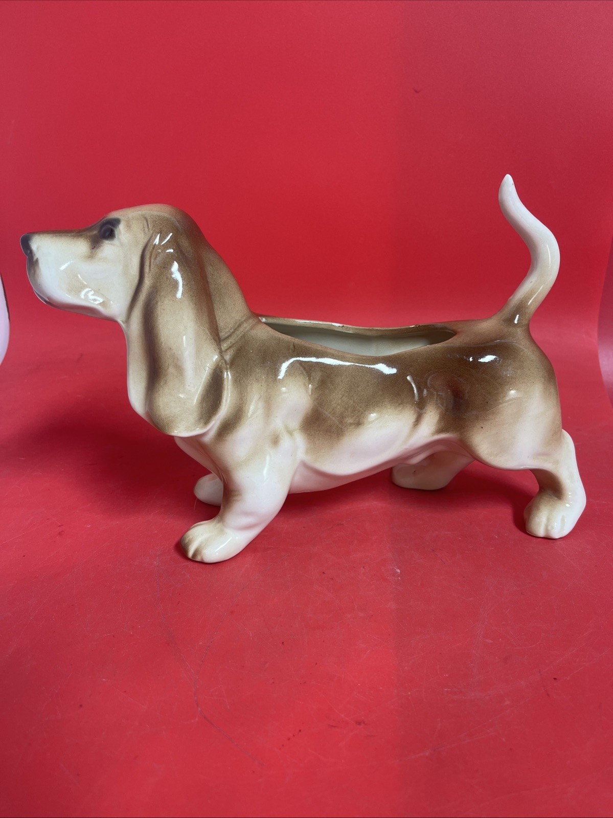 Large Figural Dog Puppy Planter 11”x7”