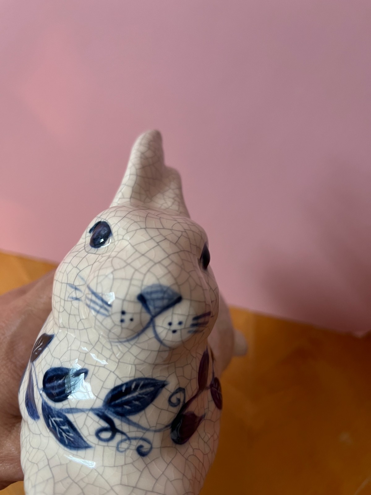 Dedham The Potting Shed Crackle Pottery Bunny Large Figurine Relaxing 13½”