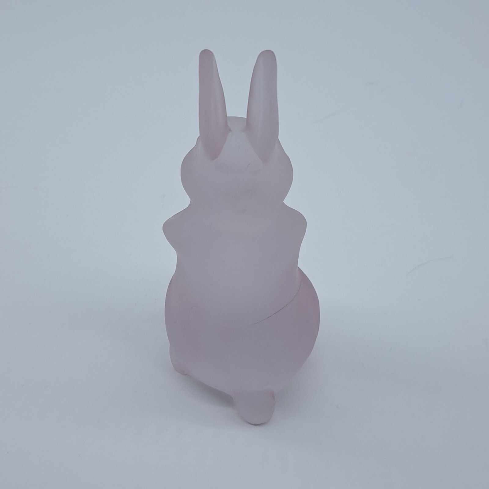 Vintage Pink Frosted Glass Bunny Figurine | Satin Glass Easter Rabbit 5″ Decor