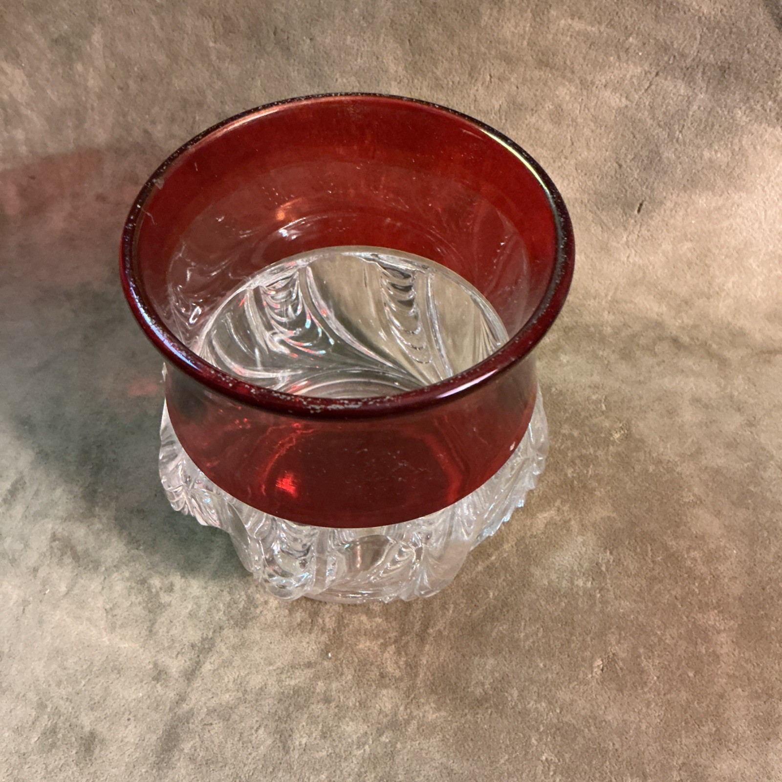 Victorian Scalloped Swirl EAPG ruby flash Spooner clear US Glass Co