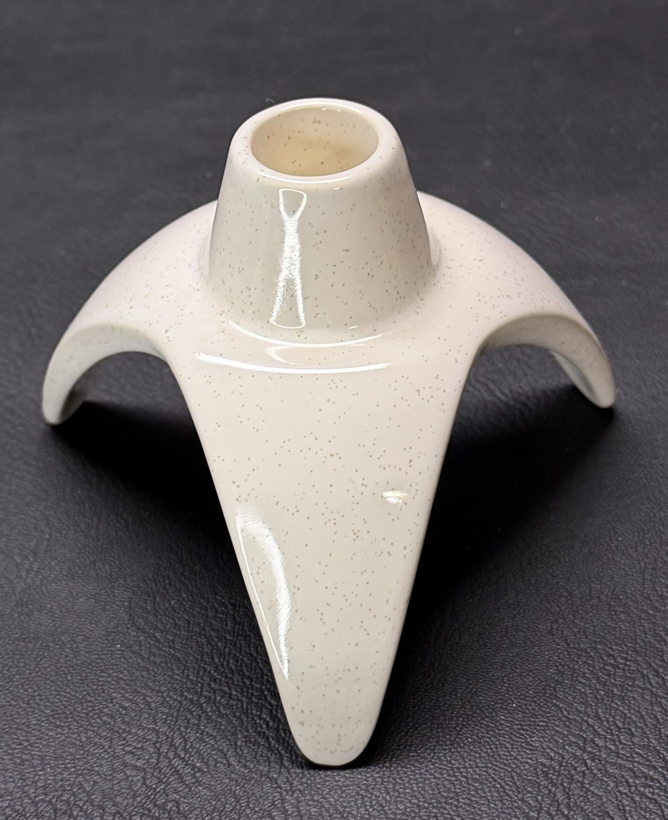 (1) Franciscan Ware Atomic Starburst Candle Holder Tapered Vintage Speckle