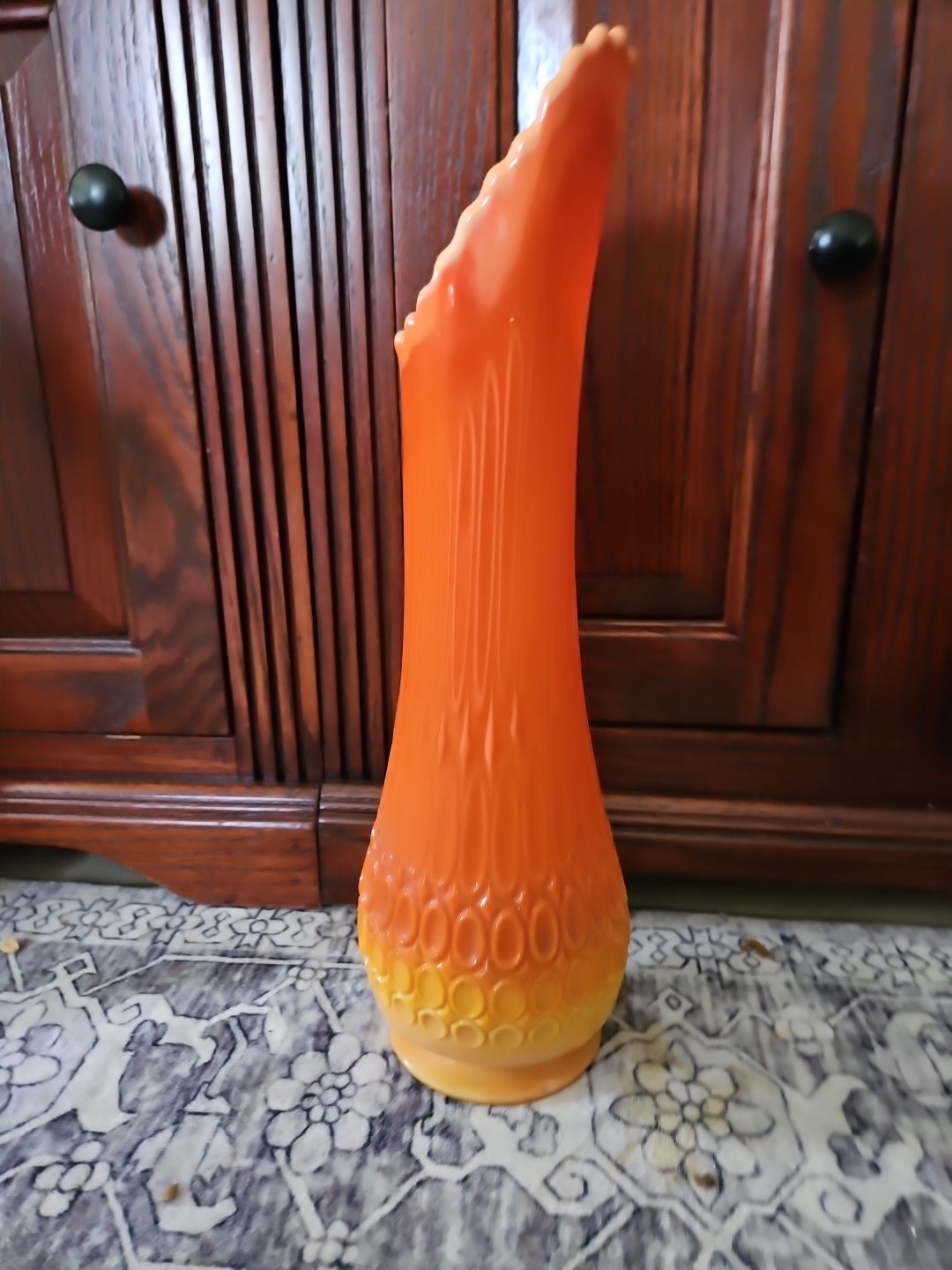 Vintage Swung Vase Orange Bittersweet 1000 Eye Vase, 16″ Tall