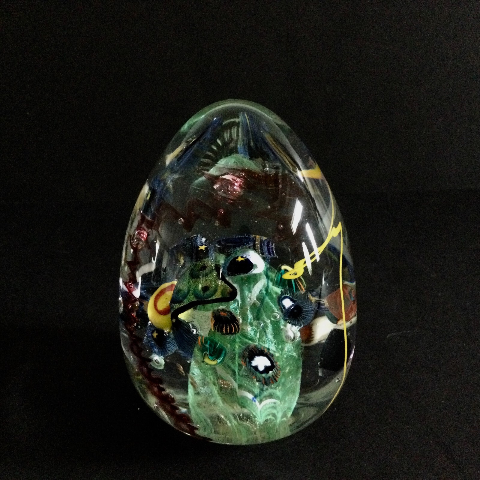 Vintage Art Deco Mid Century Art Abstract Egg Shape Large Paperweight Stamped