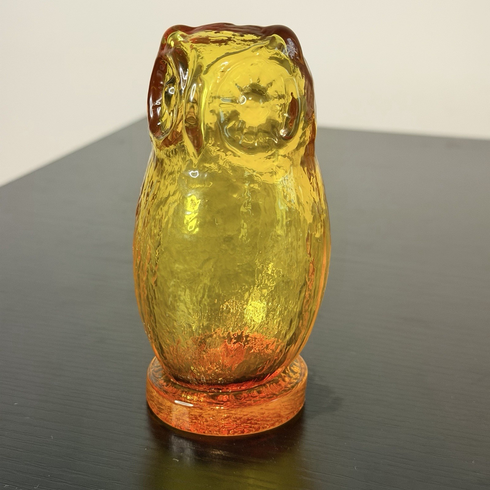 Vintage Pilgrim Glass Amberine Owl Figurine – 1970s – Glass Art – Mold Blown