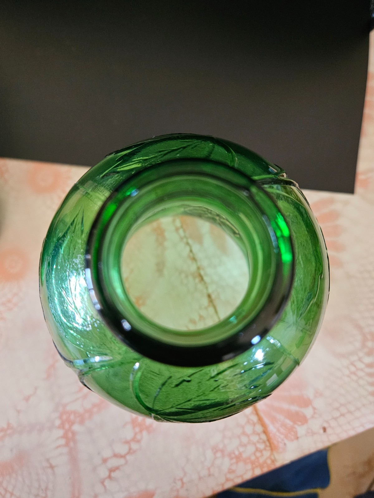 Vintage Italy Empoli Glass Candle Holder Vase Hurricane Chimney Green 17.5″ Tall