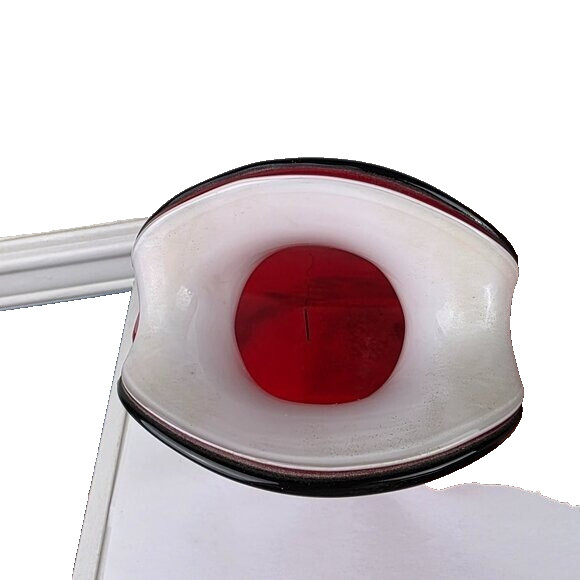 Art Glass Red Black Swirl Vase Polished Base China