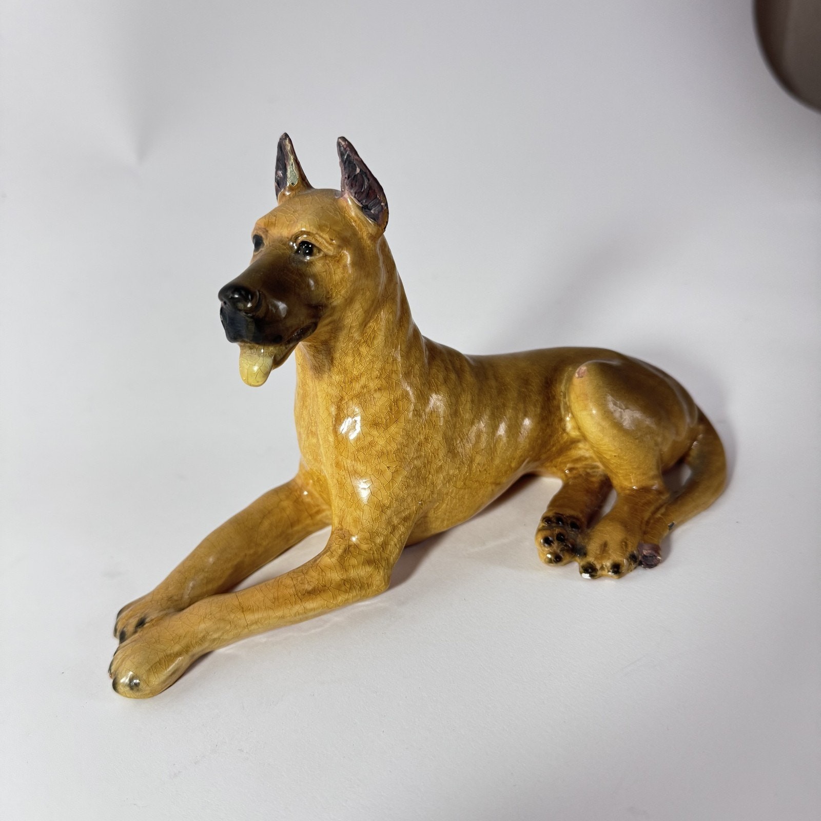 Mortens Studio Vintage Great Dane At Rest Dog Figurine Ceramic Glazed Laying