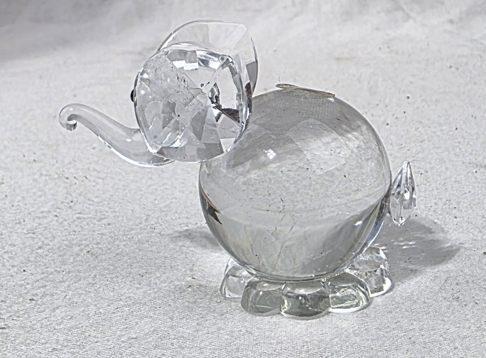 Sklarny Bydzov Czech / Bohemian Crystal Elephant Trunk Up Miniature
