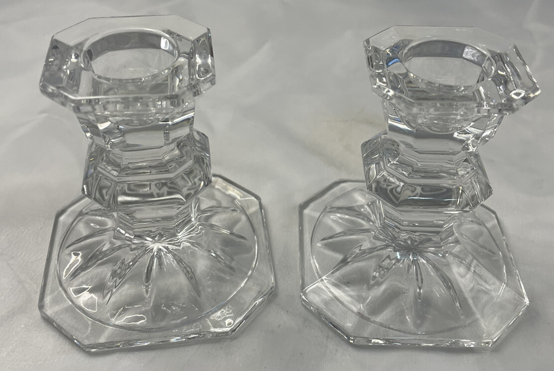 Mikasa Edinburgh Crystal Candlestick Holders 3″ Set of 2 Vintage