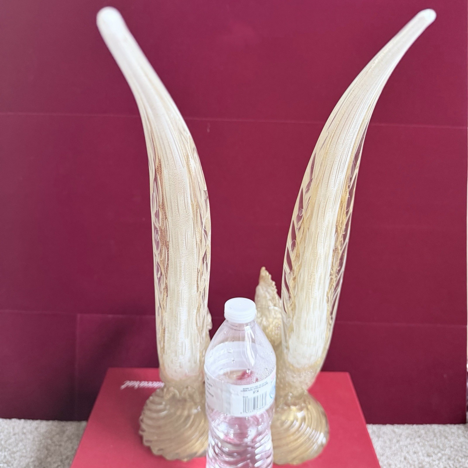 Rare Large 16” Vintage 1950’s Archimede Seguso Gold Murano Glass Pheasant Birds