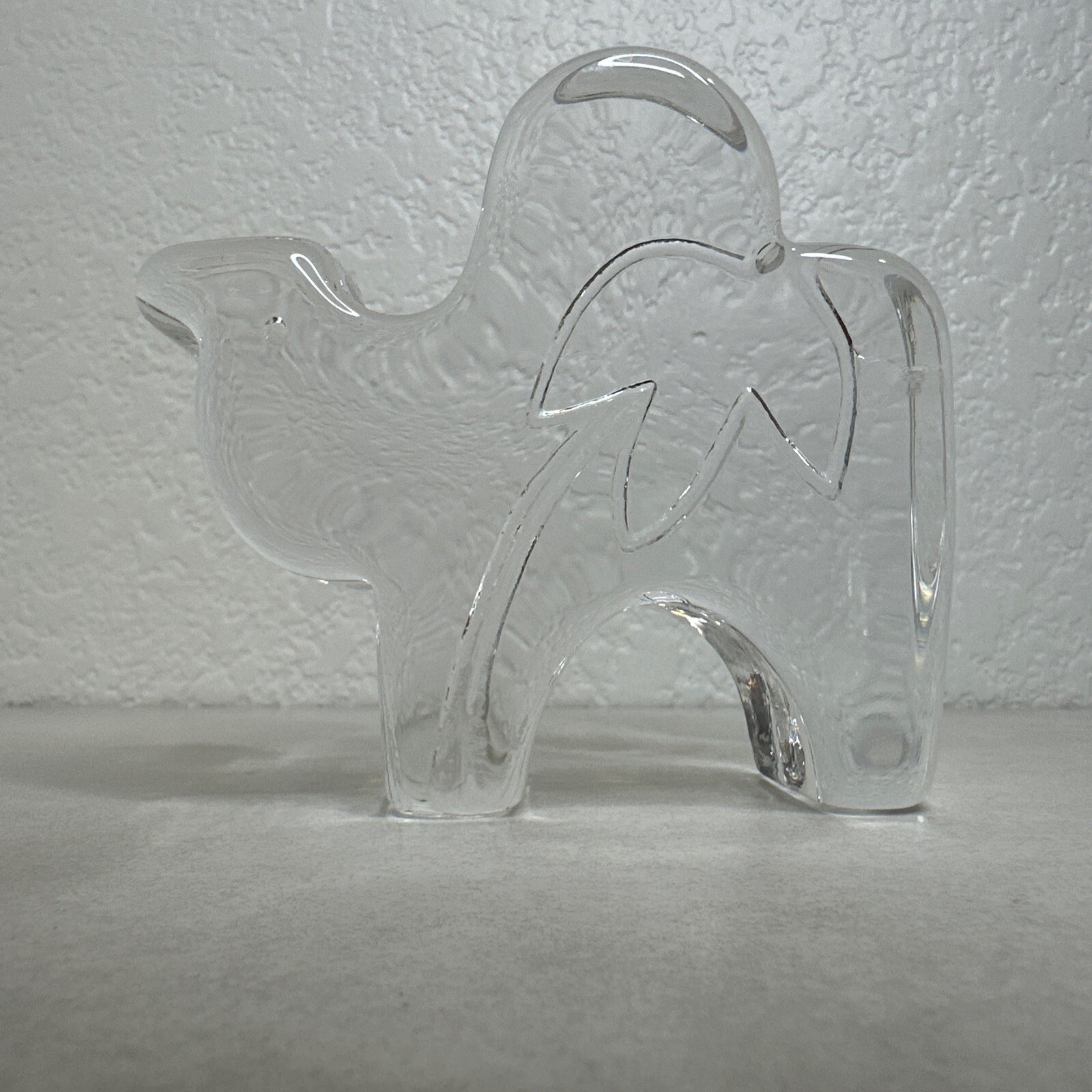 Vintage KOSTA BODA Crystal Camel With Palm Tree Glass Figurine Zoo Animal Signed