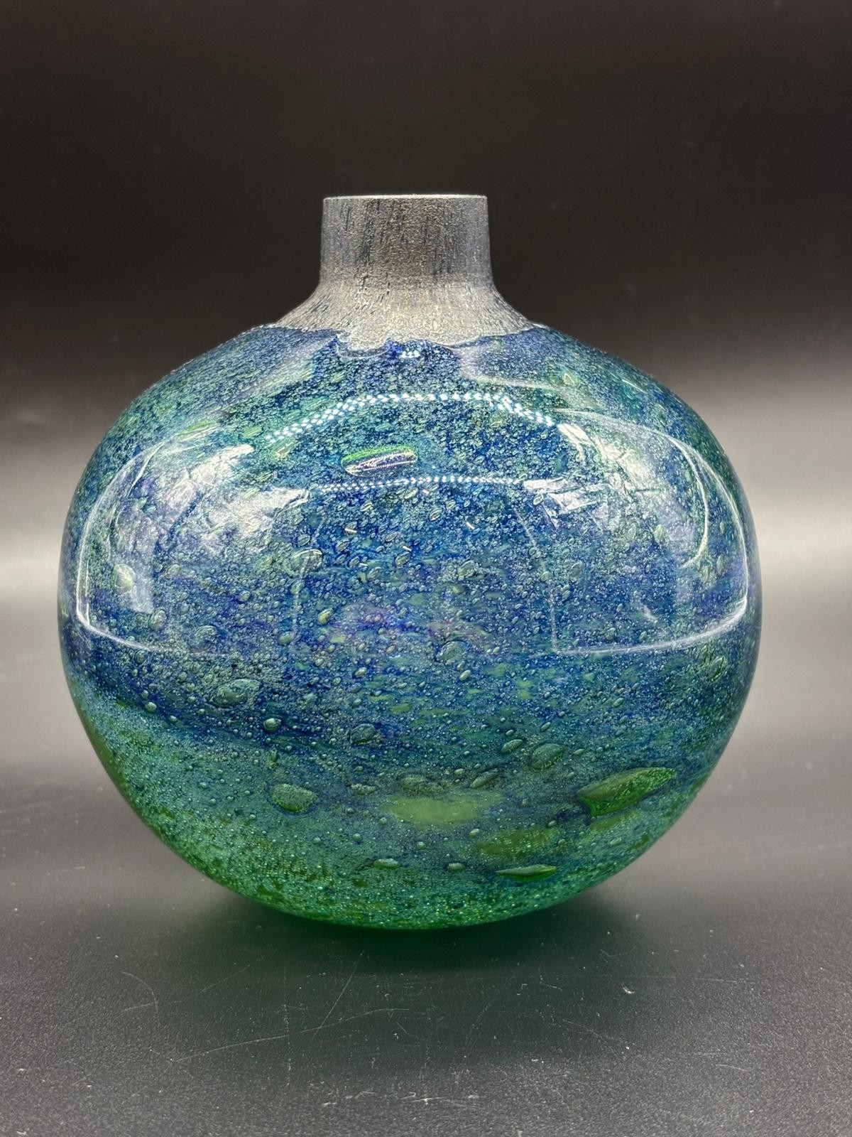 BENNY MOTZFELDT A Glass Vase Ransfjord Norway Blown glass with air bubbles 13cm