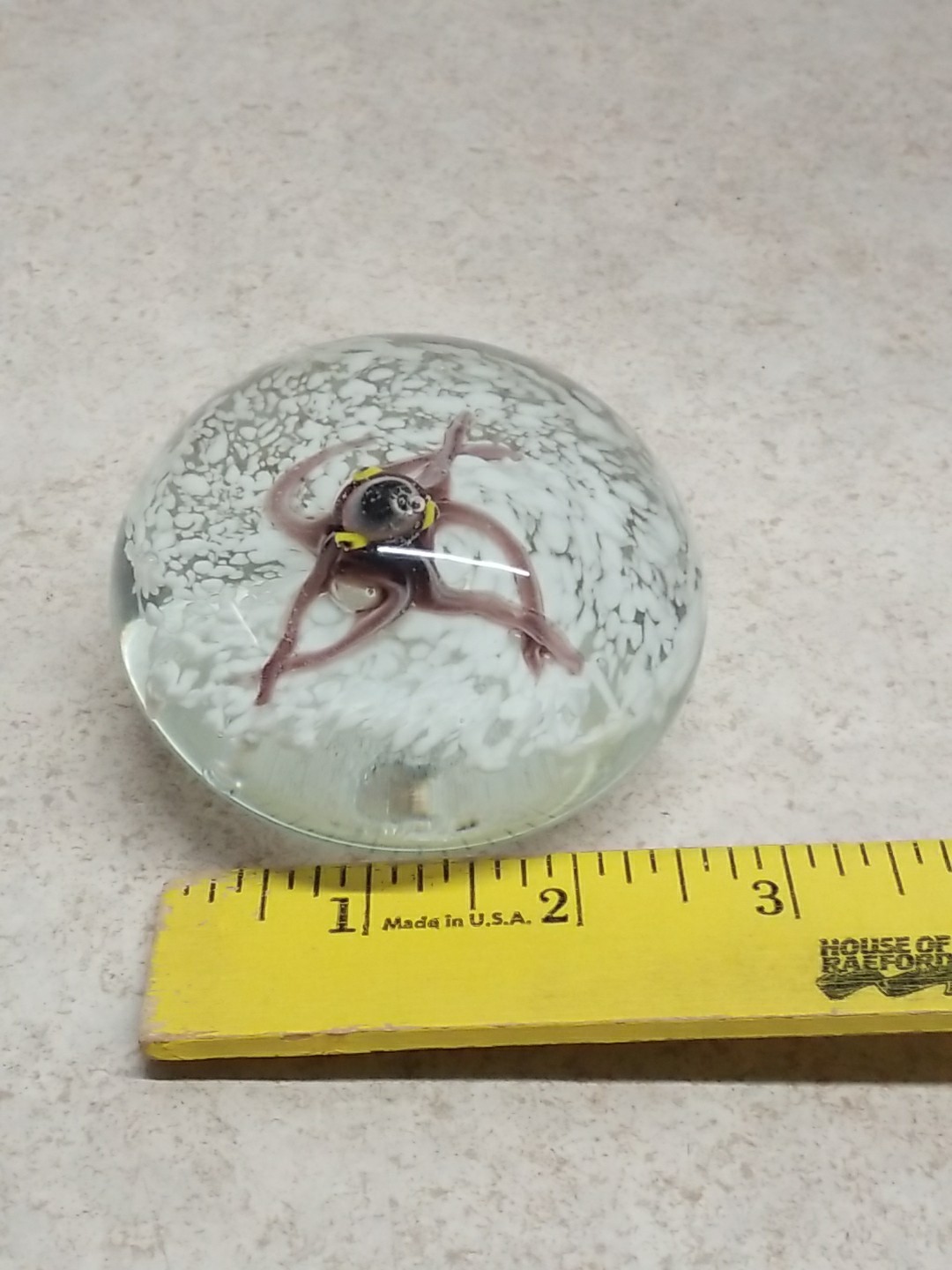 Small Paperweight Pink Octopus, Aquatic, Glass, Ocean ,