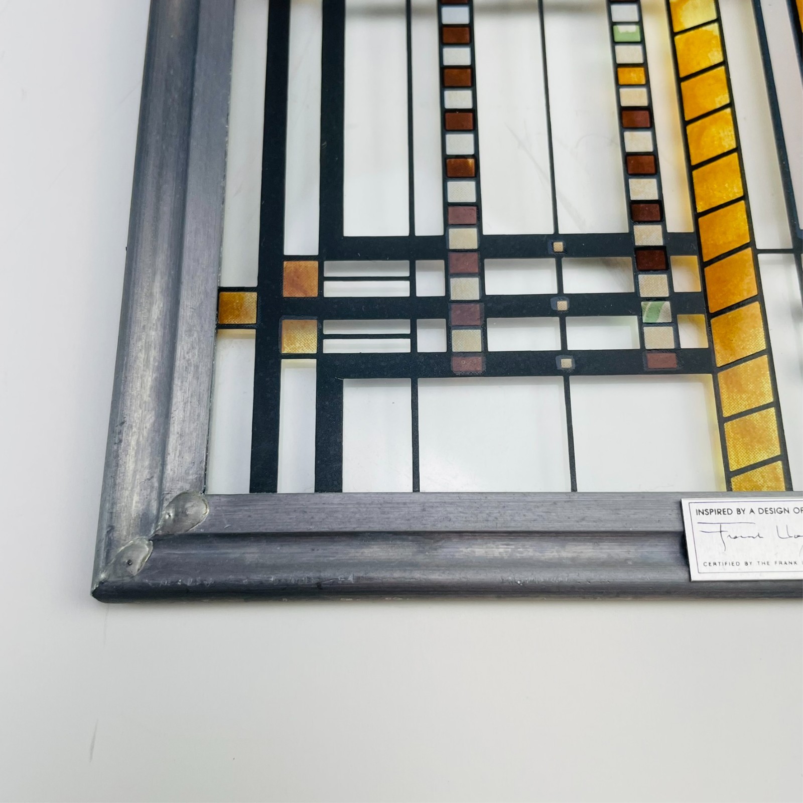 Frank Lloyd Wright MCM Autumn Sumac Stained Glass Suncatcher 11.25×7.5