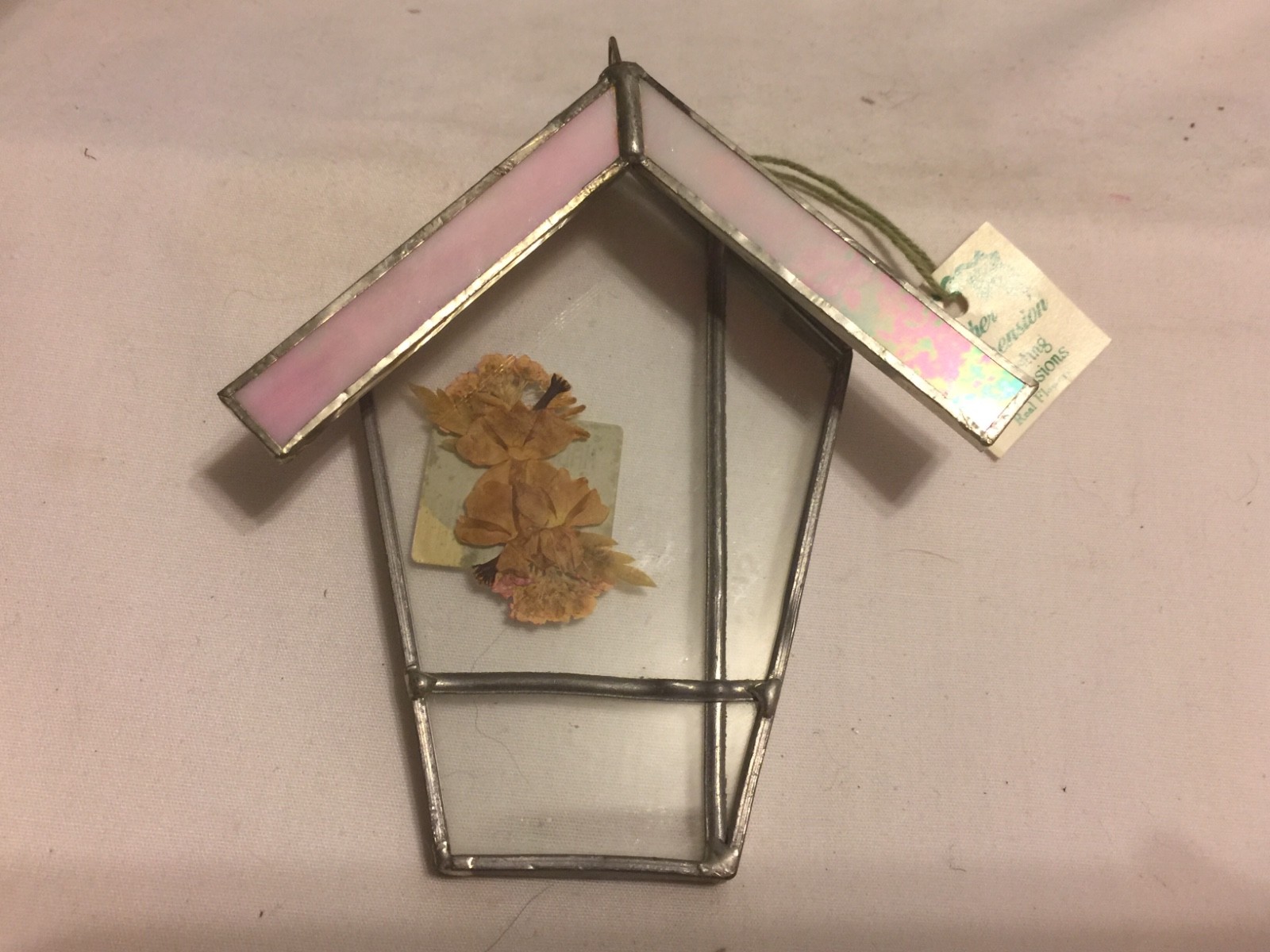 Leaded Stain Glass Pressed Flower in Window By Lasting Impressions Sun Catcher