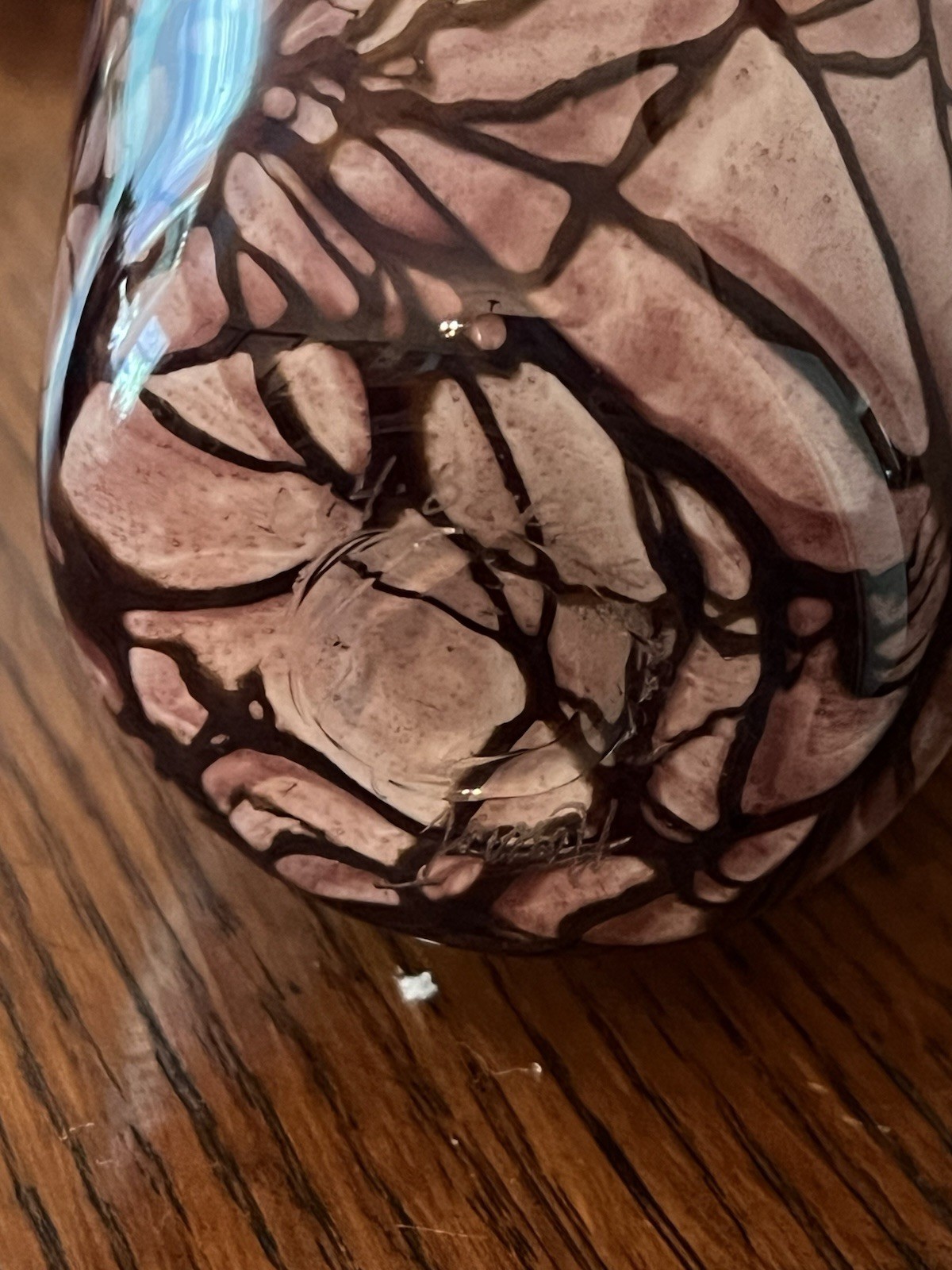 Michel Nourot Studio Vase Pink Marble Series Cased Glass Signed David Lindsey