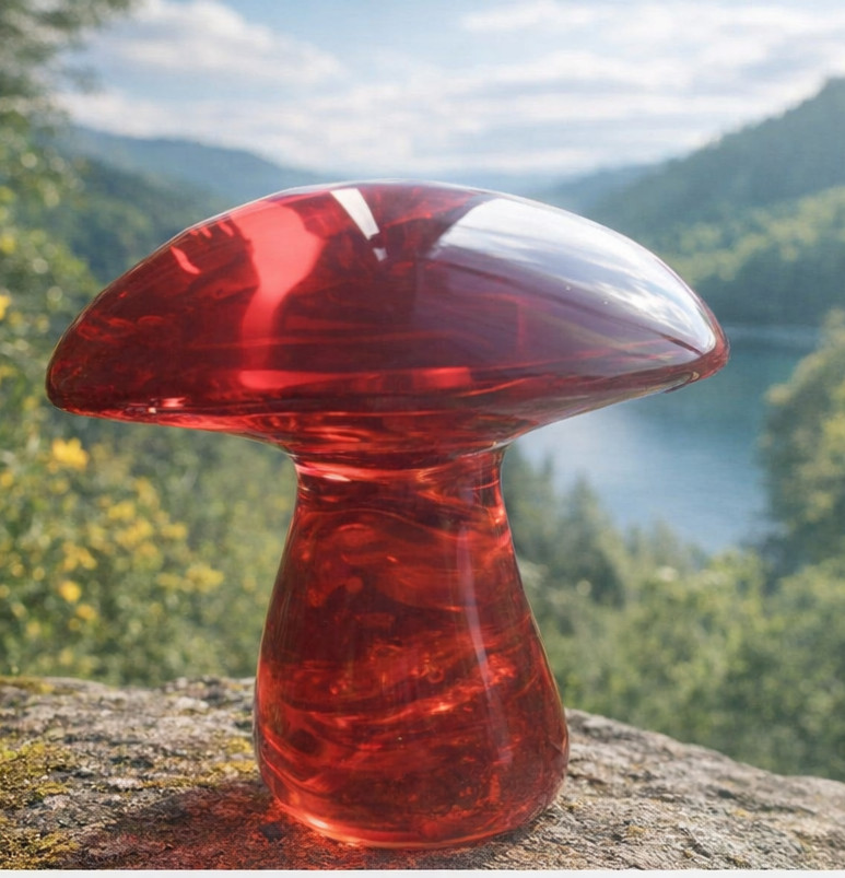 Vintage Art Glass Mushroom Figurine Translucent Hand‑Blown Retro Viking MCM 60s