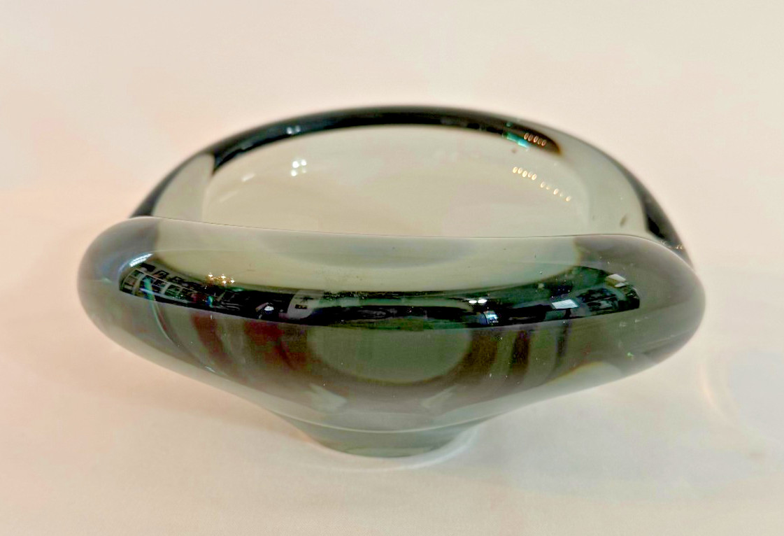 Vintage 1958 Per Lutken Holmegaard Glass Ashtray MCM Minimalist Signed #4063