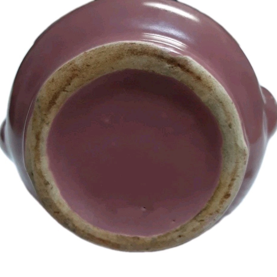 Vintage Dusty Rose Tulip Vase Mid Century Abstract Handles 6″ Pottery Floral