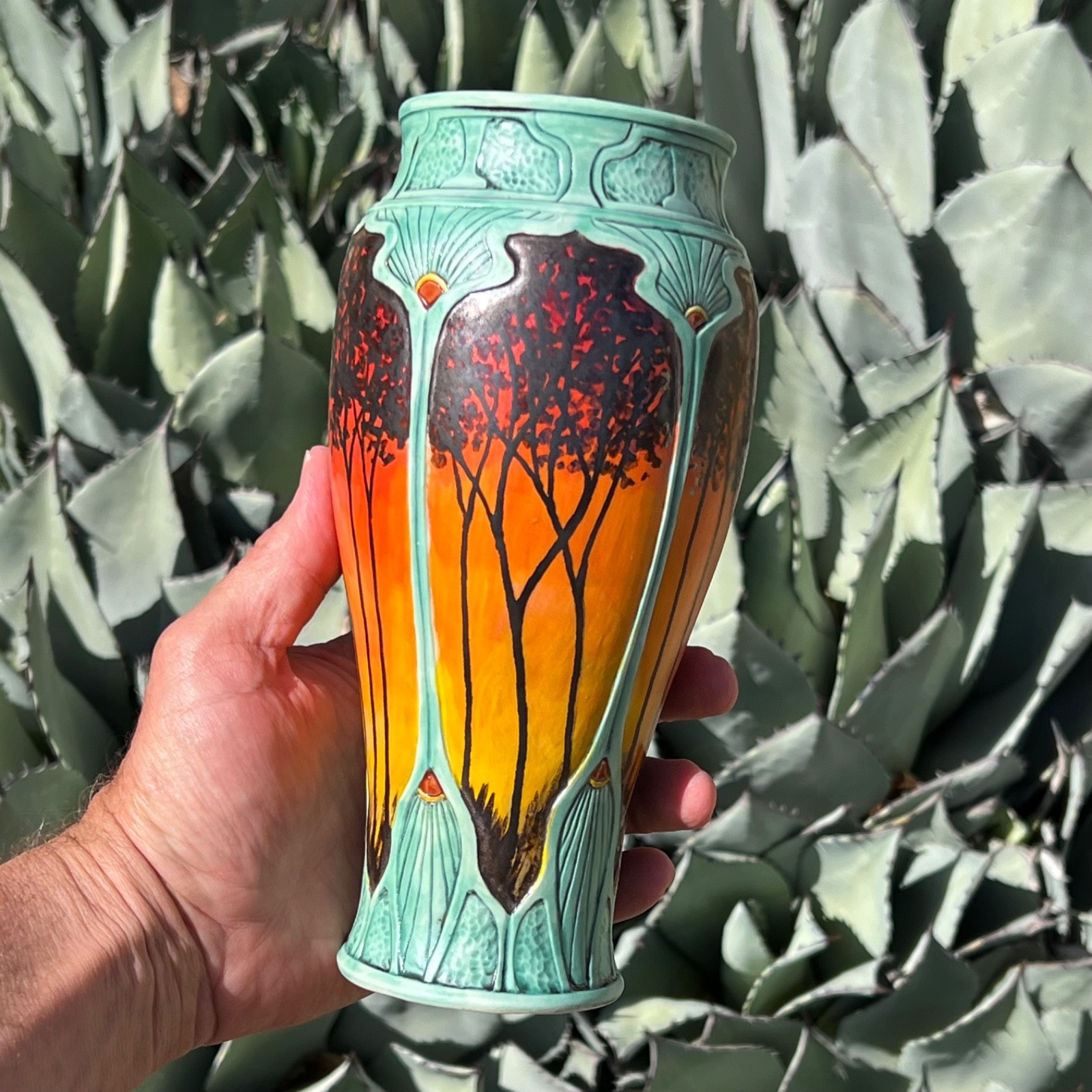 STEPHANIE YOUNG CALMWATER DESIGNS SUNSET SERIES STUDIO ART POTTERY VASE 2016