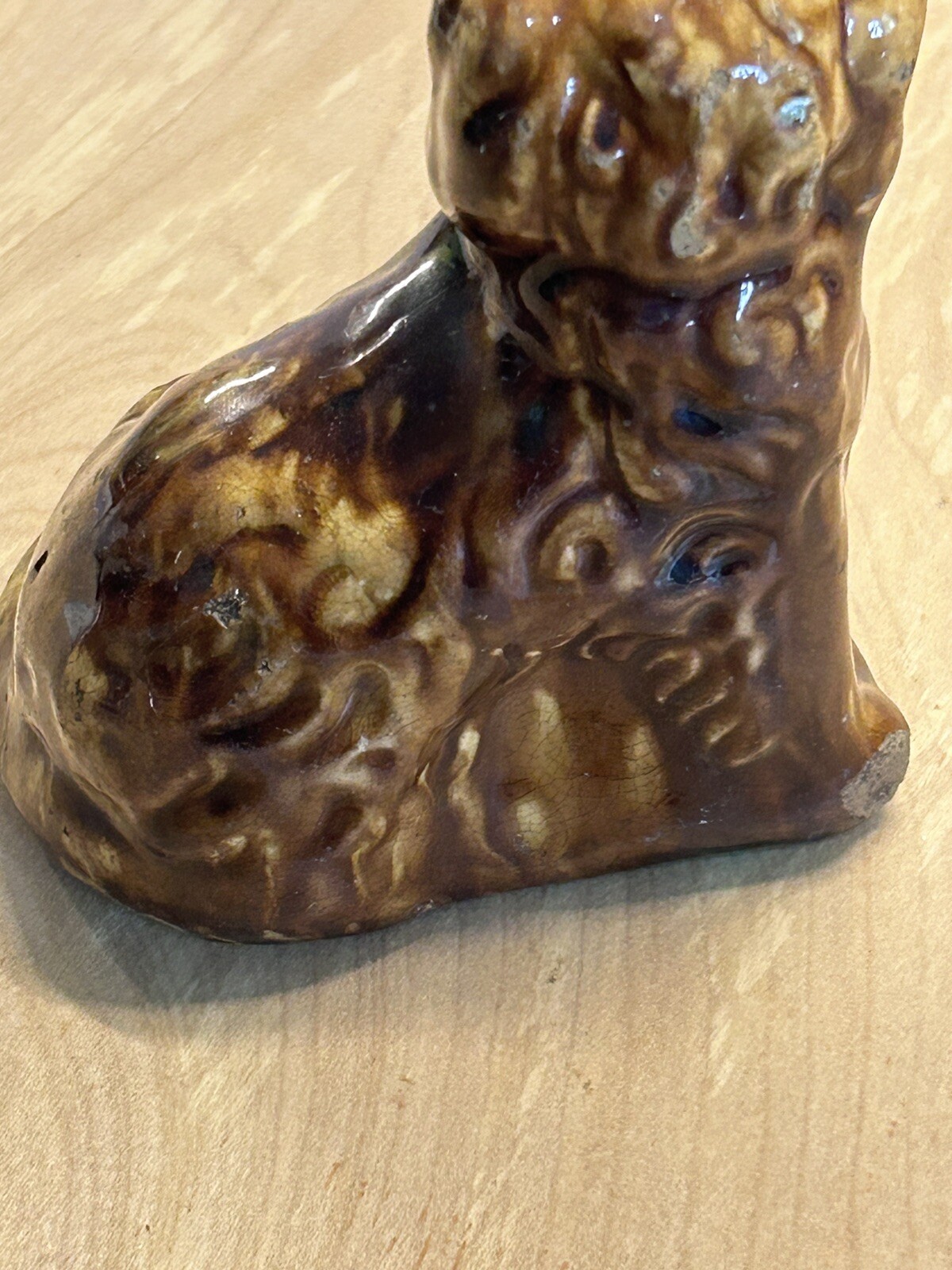 Antique 19th Century Rockingham Glaze Spaniel Figure Inkwell 4”