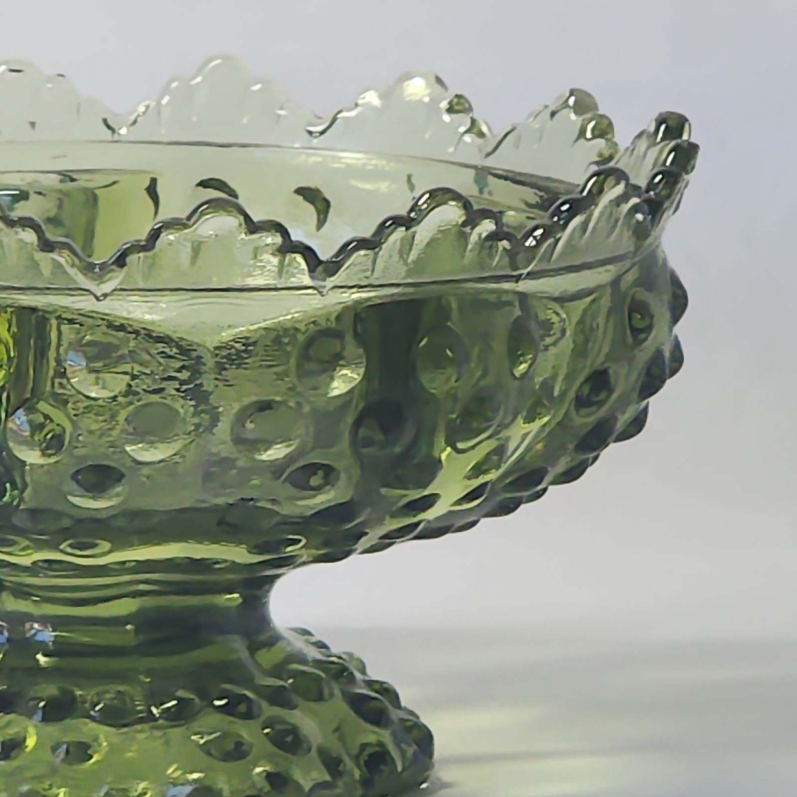 Fenton Glass Hobnail Candle Bowl #3872 in Colonial Green 1960’s Mid Century Mod