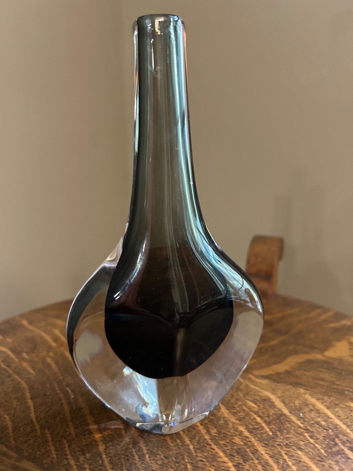 Vintage MCM Sommerso Art Glass Vase (Clear and Gray)